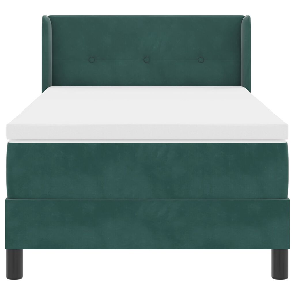 vidaXL Κρεβάτι με Στρώμα Dark Green 90x190 cm Βελούδο