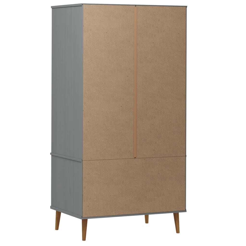 vidaXL Ντουλάπα MOLDE Γκρι 90x55x175 εκ. από Μασίφ Ξύλο Πεύκου