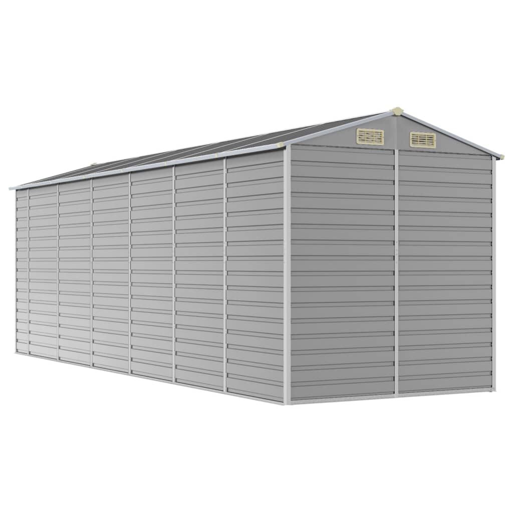 vidaXL Αποθήκη Κήπου Ανοιχτό Γκρι 191x555x198 εκ. Γαλβανισμένο Ατσάλι