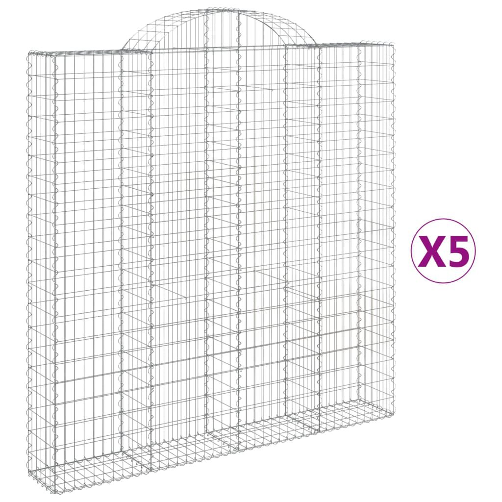vidaXL Συρματοκιβώτια Τοξωτά 5 τεμ. 200x30x200/220 εκ. Γαλβαν. Ατσάλι