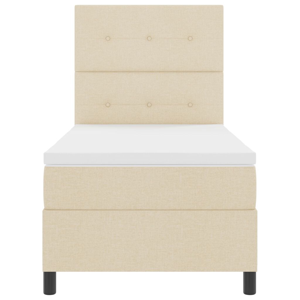 vidaXL Κρεβάτι Box Spring με στρώμα & LED μπεζ 100x200 εκ. Ύφασμα