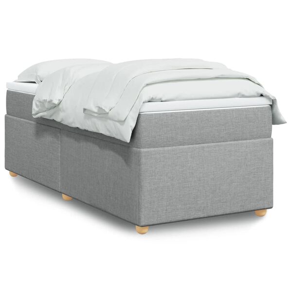 vidaXL Κρεβάτι Boxspring με Στρώμα Ανοιχτό Γκρι 90x190 εκ. Υφασμάτινο