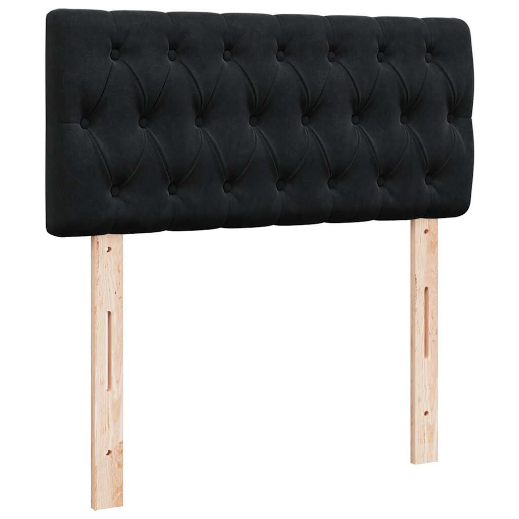 vidaXL Οθωμανικό κρεβάτι με στρώμα & LEDs Μαύρο 90x190cm Velvet