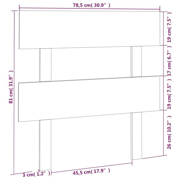 vidaXL Κεφαλάρι Κρεβατιού Μελί 78,5 x 3 x 81 εκ. από Μασίφ Ξύλο Πεύκου