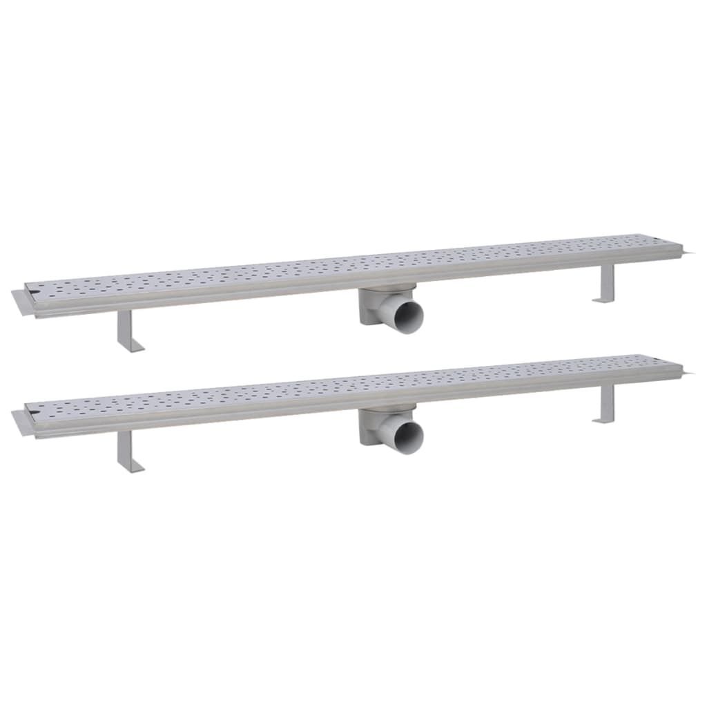 vidaXL Σιφόνια Ντουζιέρας Γραμμικά 2 τεμ. 1030x140 χιλ. Ανοξ. Ατσάλι