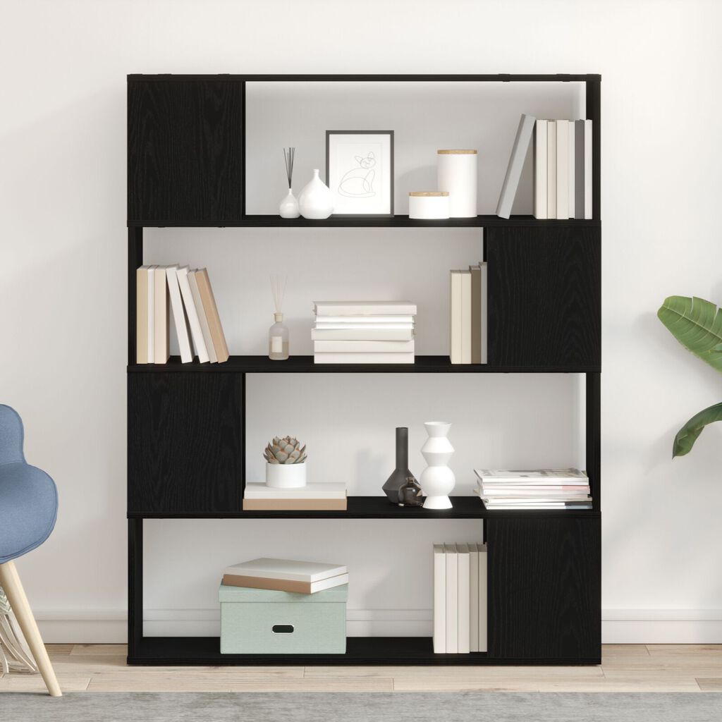vidaXL Ράφι Βιβλίων Μαύρο Δρυς 100x24x124 εκ. Επεξεργασμένο Ξύλο
