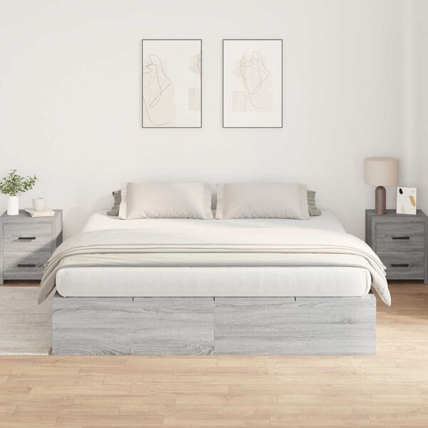 vidaXL Κρεβάτι αποθήκευσης γκρι Sonoma 180x200 εκ.