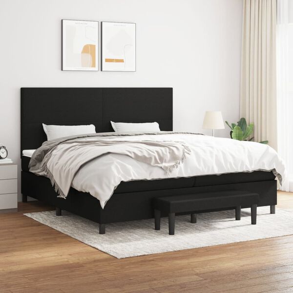 vidaXL &Kappa;&rho;&epsilon;&beta;ά&tau;&iota; Boxspring &mu;&epsilon; &Sigma;&tau;&rho;ώ&mu;&alpha; &Mu;&alpha;ύ&rho;&omicron; 200x200 &epsilon;&kappa;. &Upsilon;&phi;&alpha;&sigma;&mu;ά&tau;&iota;&nu;&omicron;