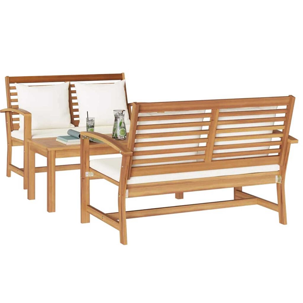 Σετ Καναπέ Κήπου 3 pcs Φυσικό Μασίφ ξύλο teak