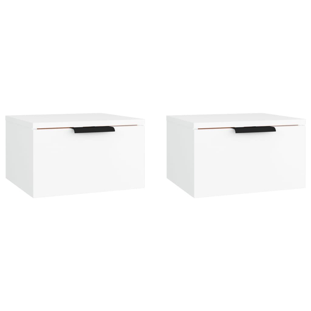 vidaXL Κομοδίνα Επιτοίχια 2 τεμ. Λευκά 34 x 30 x 20 εκ.