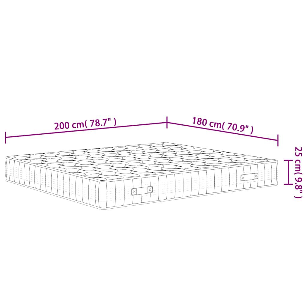 vidaXL Στρώμα με Pocket Springs Μεσαία Σκληρότητα 180 x 200 εκ.