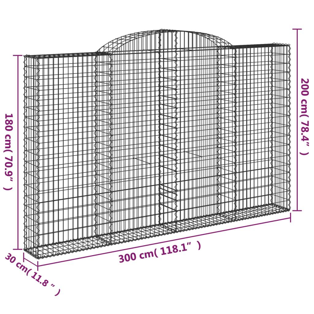 vidaXL Συρματοκιβώτια Τοξωτά 11 τεμ. 300x30x180/200 εκ. Γαλβαν. Ατσάλι