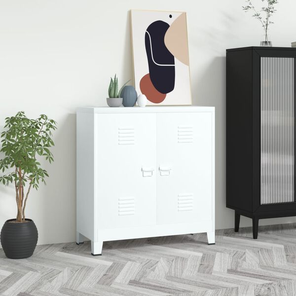 vidaXL Αρχειοθήκη Βιομηχανικού Στιλ Λευκή 90 x 40 x 100 εκ. Ατσάλινη