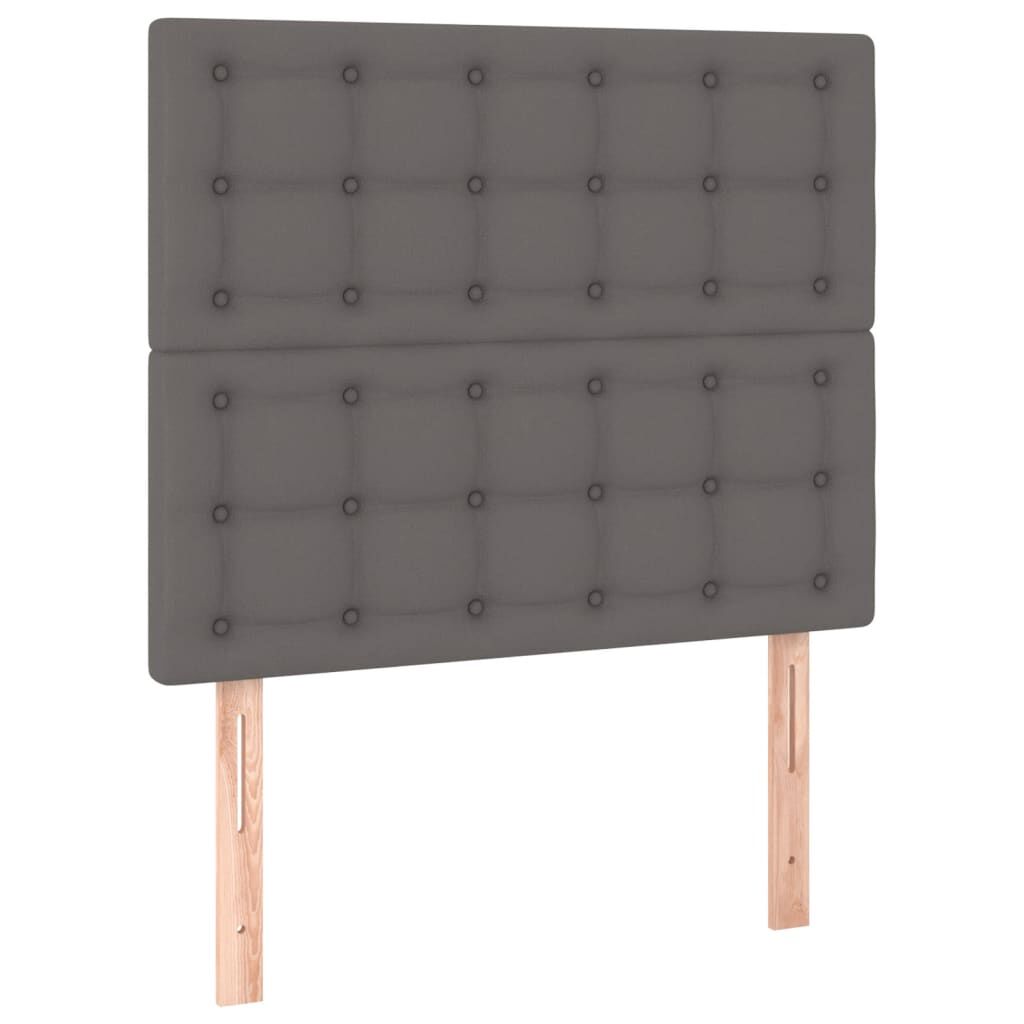 vidaXL Κρεβάτι Boxspring με Στρώμα & LED Γκρι 90x200 εκ. Συνθ. Δέρμα