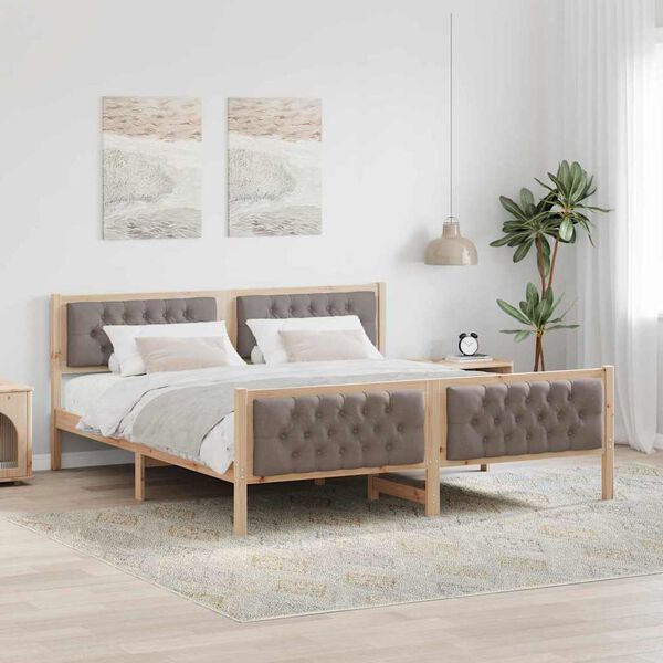 vidaXL &Sigma;&kappa;&epsilon;&lambda;&epsilon;&tau;ό&sigmaf; &Kappa;&rho;&epsilon;&beta;&alpha;&tau;&iota;&omicron;ύ Taupe 180 x 200 cm &Sigma;&tau;&epsilon;&rho;&epsilon;ά &xi;&upsilon;&lambda;&epsilon;ί&alpha; &pi;&epsilon;ύ&kappa;&omicron;&upsilon;