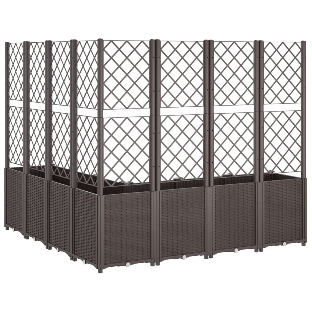 vidaXL Ζαρντινιέρα Κήπου με Καφασωτό Καφέ 160 x 160 x 140 εκ. από PP