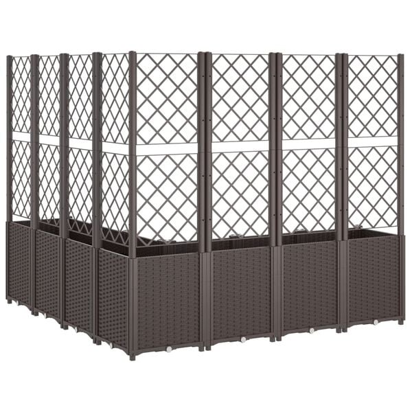 vidaXL Ζαρντινιέρα Κήπου με Καφασωτό Καφέ 160 x 160 x 140 εκ. από PP