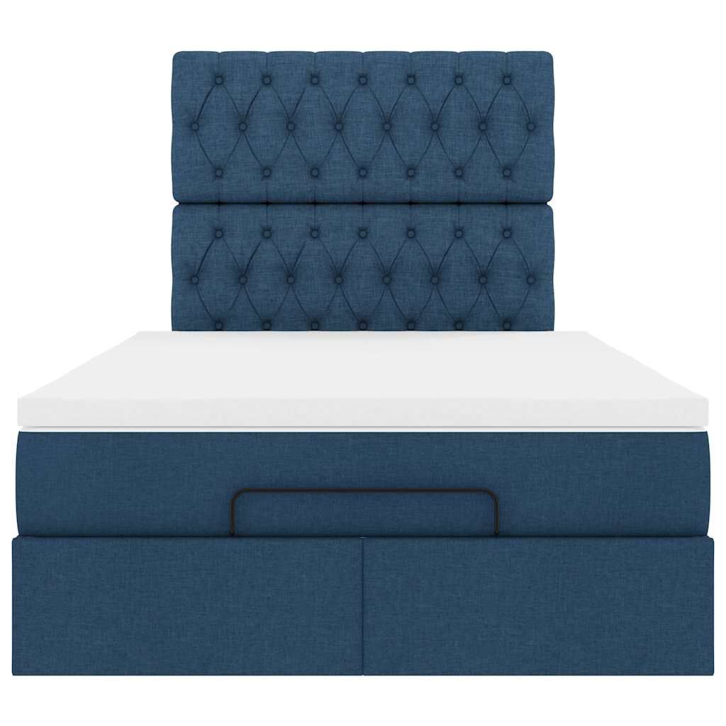 vidaXL Οθωμανικό κρεβάτι με στρώμα μπλε 120x200cm ύφασμα