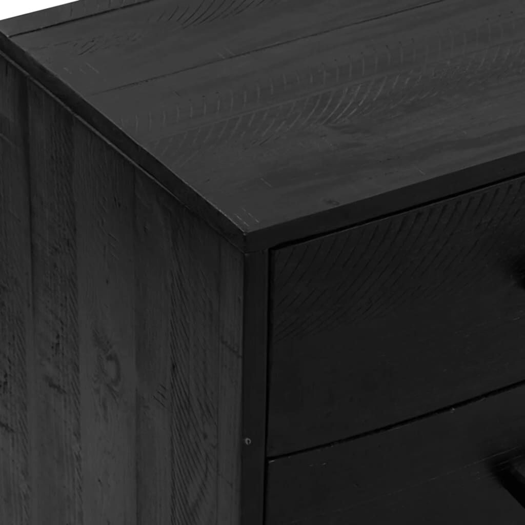 vidaXL Ντουλάπι Μαύρο 110 x 35 x 70 εκ. από Μασίφ Ξύλο Πεύκου