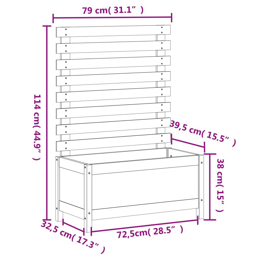 vidaXL Ζαρντινιέρα με Ράφι 79 x 39,5 x 114 εκ. από Μασίφ Ξύλο Πεύκου
