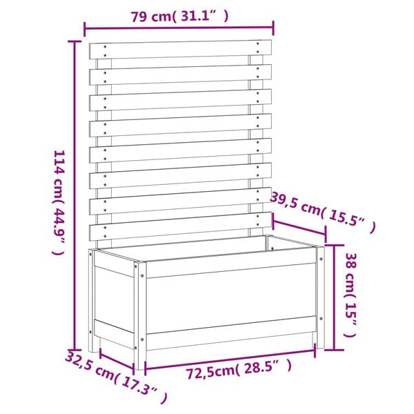 vidaXL Ζαρντινιέρα με Ράφι 79 x 39,5 x 114 εκ. από Μασίφ Ξύλο Πεύκου