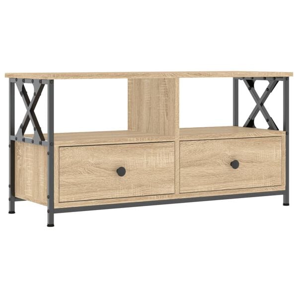 vidaXL Έπιπλο Τηλεόρασης Sonoma Δρυς 90x33x45 εκ. Επεξ. Ξύλο/Σίδερο