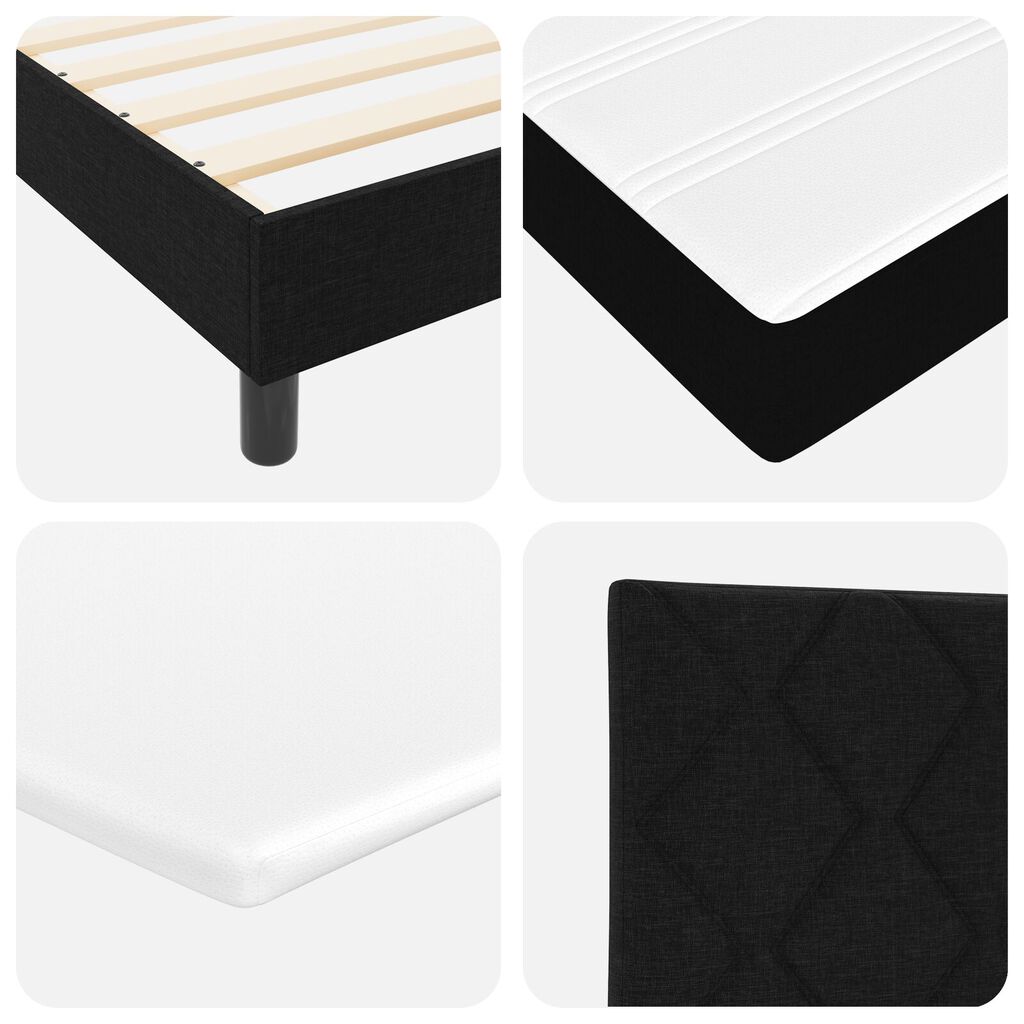 vidaXL Box Spring Κρεβάτι με Στρώμα & LED Μαύρο 200x200 εκ Ύφασμα