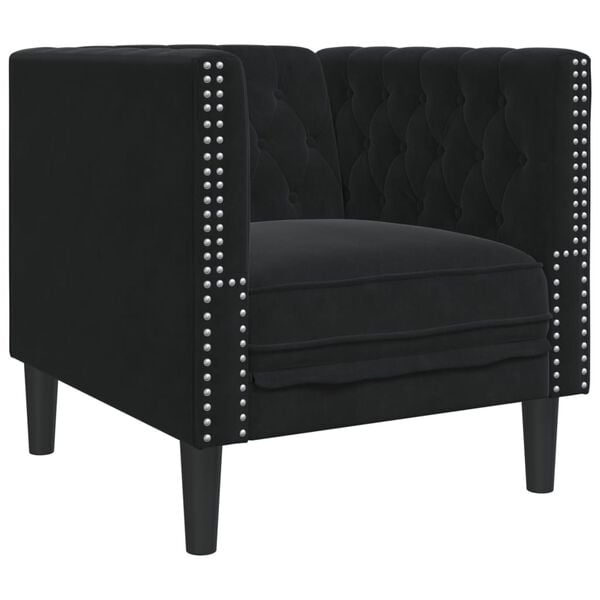 vidaXL Πολυθρόνα Chesterfield Μαύρο Βελούδινη