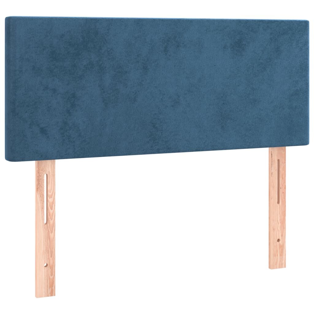 vidaXL Κρεβάτι Boxspring με Στρώμα & LED Σκ. Μπλε 90x190 εκ. Βελούδινο