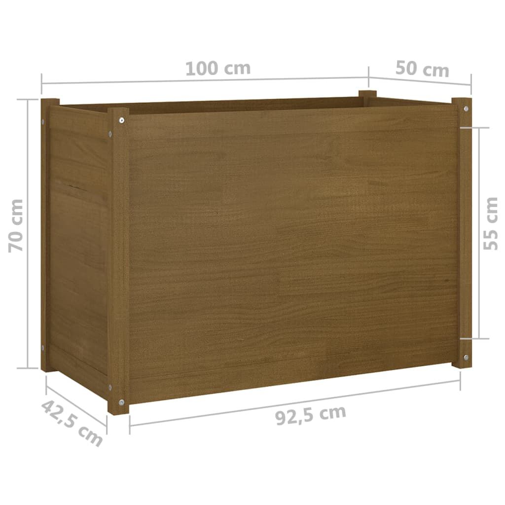 vidaXL Ζαρντινιέρα Καφέ Μελί 100 x 50 x 70 εκ από Μασίφ Ξύλο Πεύκου