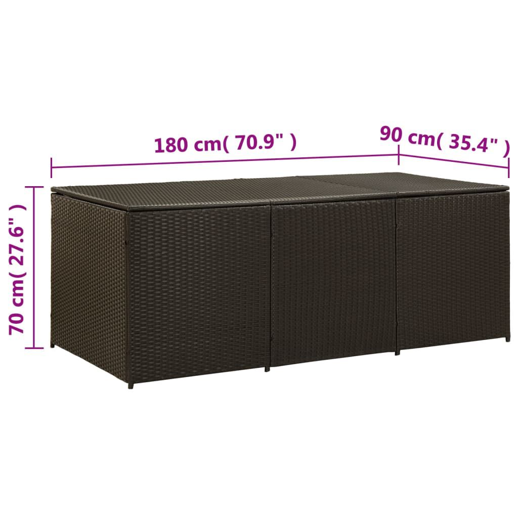 vidaXL Κουτί Αποθήκευσης Κήπου Καφέ 180x90x70 εκ. από Συνθετικό Ρατάν