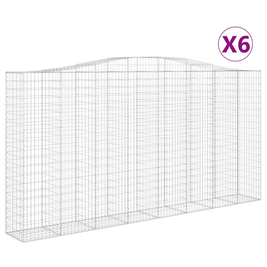 vidaXL Συρματοκιβώτια Τοξωτά 6 τεμ. 400x50x200/220 εκ. Γαλβαν. Ατσάλι