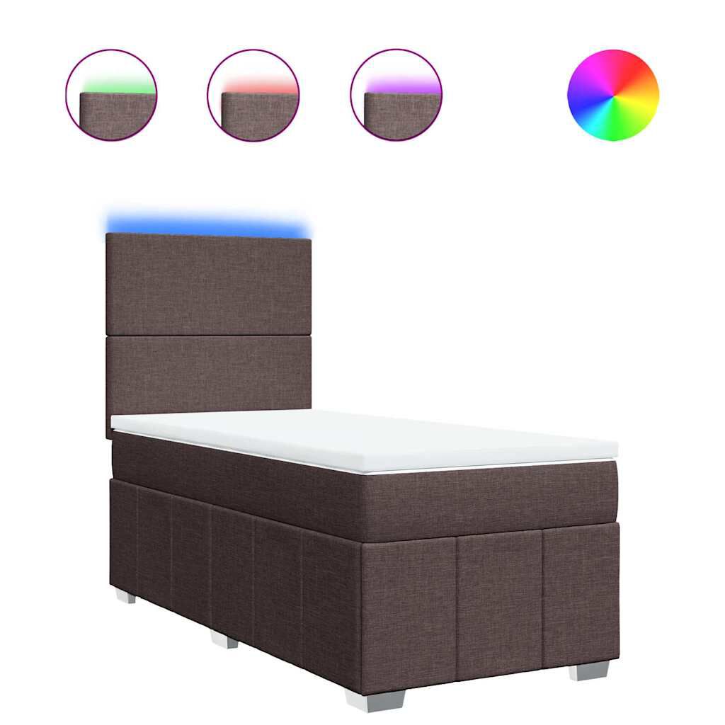 vidaXL Κρεβάτι Boxspring με Στρώμα Σκούρο Καφέ 80x200 εκ. Υφασμάτινο