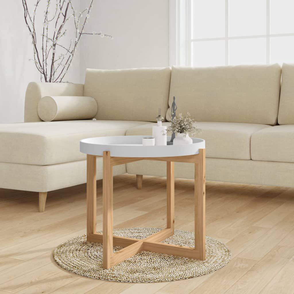 vidaXL Τραπεζάκι Σαλονιού Λευκό 53x53x43,5 εκ. Επεξ. Ξύλο&Μασίφ Πεύκο