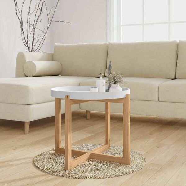 vidaXL Τραπεζάκι Σαλονιού Λευκό 53x53x43,5 εκ. Επεξ. Ξύλο&Μασίφ Πεύκο