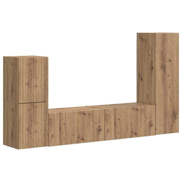 vidaXL &Sigma;&epsilon;&tau; &epsilon;&pi;ί&pi;&lambda;&omicron;&upsilon; &tau;&eta;&lambda;&epsilon;ό&rho;&alpha;&sigma;&eta;&sigmaf; 4 pcs Artisan Oak &Epsilon;&pi;&epsilon;&xi;&epsilon;&rho;&gamma;&alpha;&sigma;&mu;έ&nu;&omicron; &xi;ύ&lambda;&omicron;