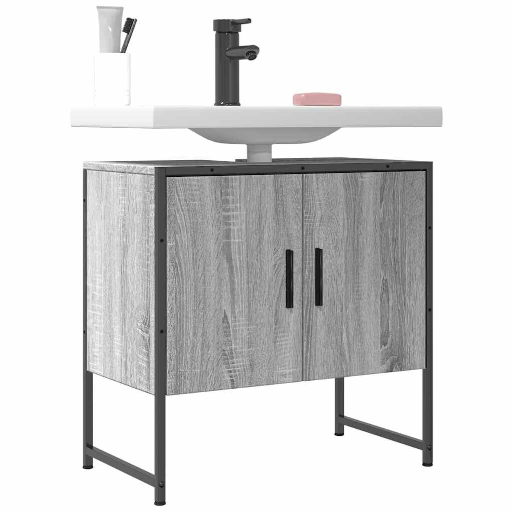 vidaXL Ντουλάπι Νιπτήρα Μπάνιου Γκρι Sonoma 60x33x60 εκ. Επεξ. Ξύλο