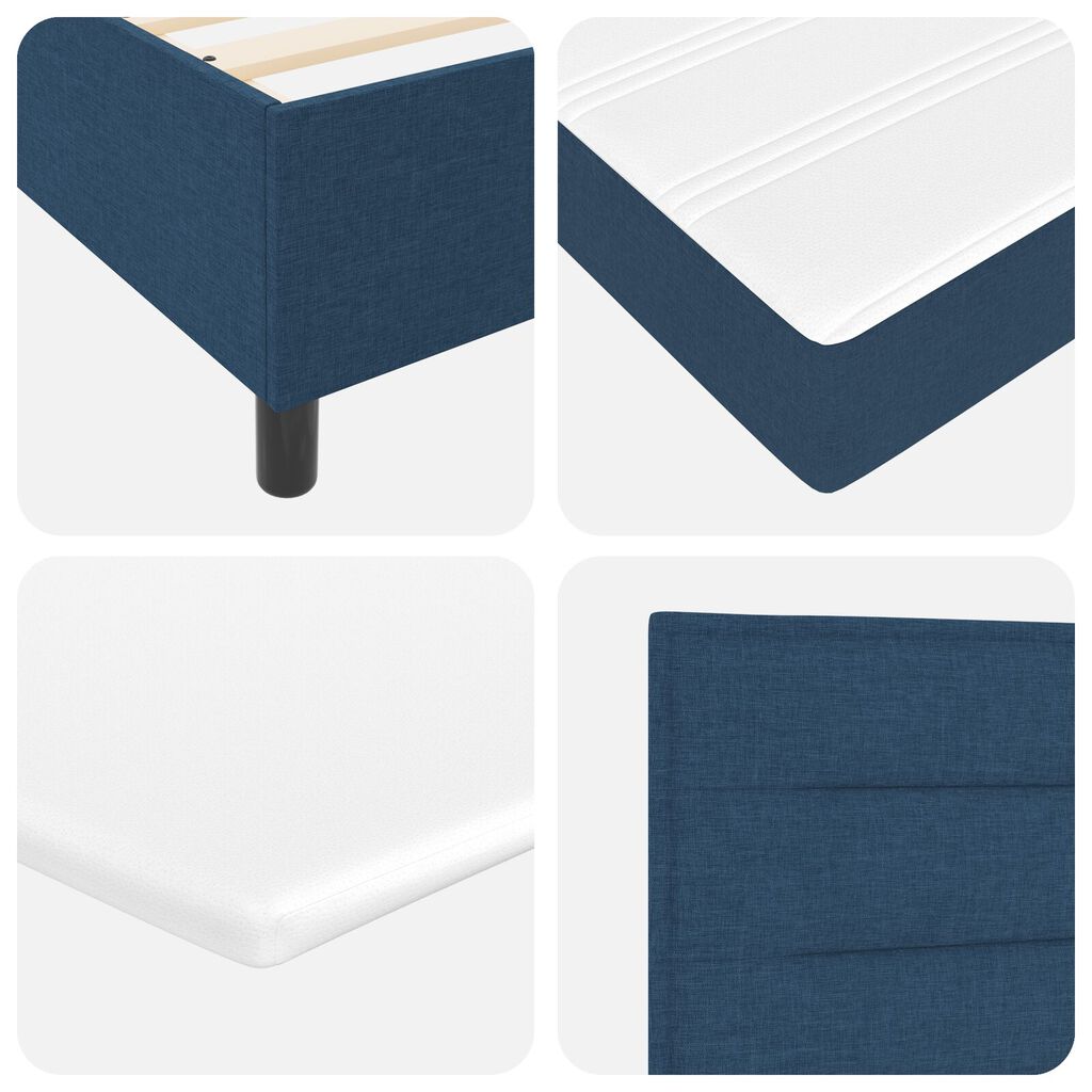 vidaXL Κρεβάτι Box Spring με Στρώμα & LED Μπλε 140x200 εκ Υφάσμα