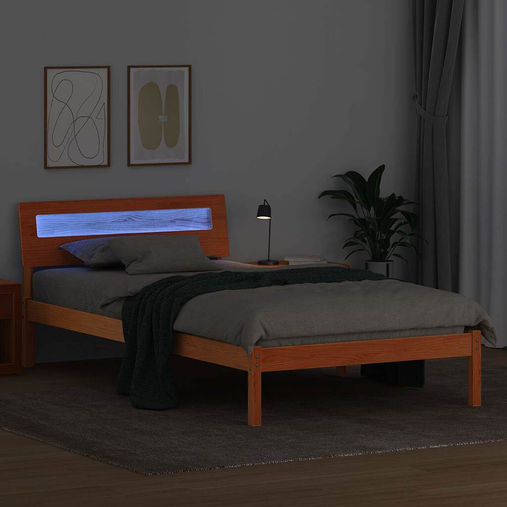 vidaXL Σκελετός Κρεβατιού Καφέ κεριού 80 x 200 cm Μασίφ ξύλο πεύκου