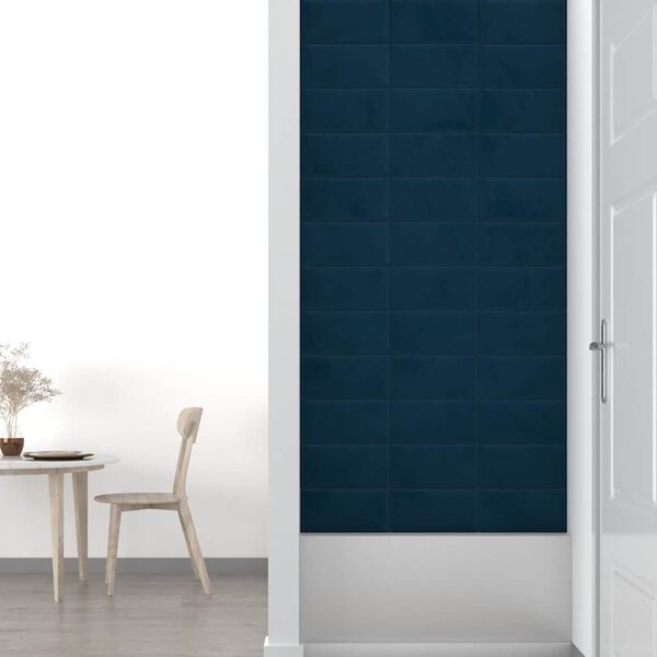 vidaXL Πάνελ Τοίχου 12 τεμ. Μπλε 30 x 15 εκ. 0,54 μ² Βελούδινα