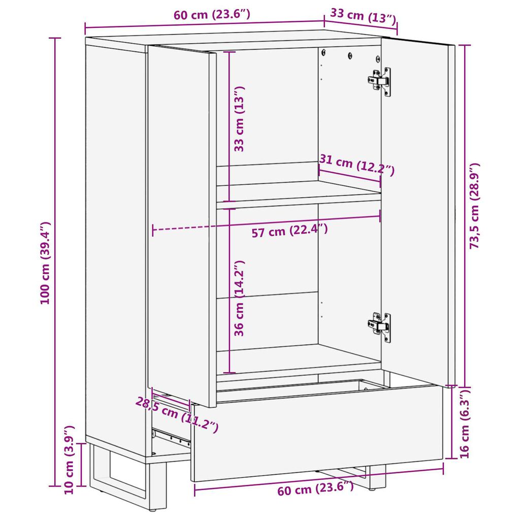 vidaXL Υψηλή Βιβλιοθήκη 60x33.5x100 εκ Μασίφ Ξύλο Καρυδιάς