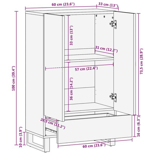 vidaXL Υψηλή Βιβλιοθήκη 60x33.5x100 εκ Μασίφ Ξύλο Καρυδιάς