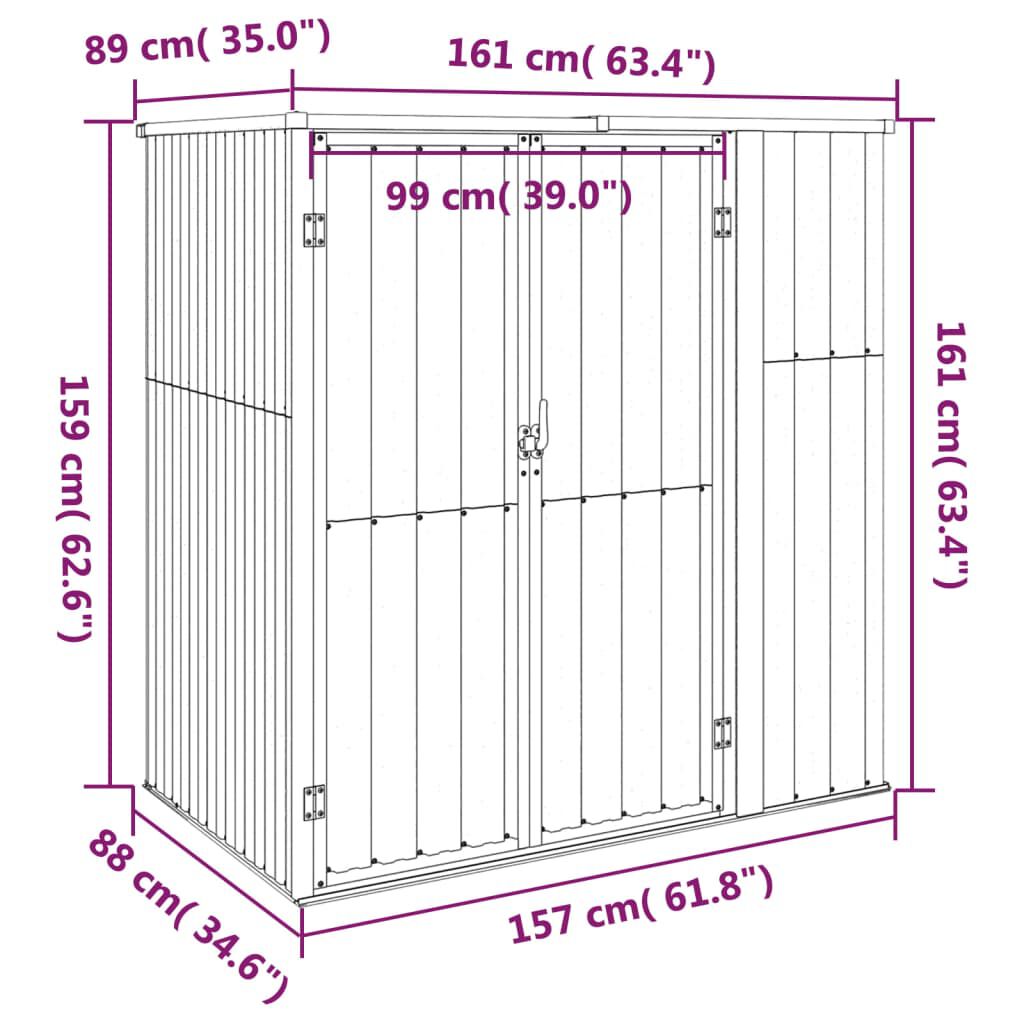 vidaXL Αποθήκη Εργαλείων Κήπου Καφέ 161x89x161 εκ. από Γαλβαν. Ατσάλι