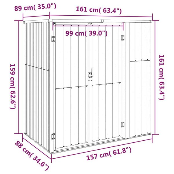 vidaXL Αποθήκη Εργαλείων Κήπου Καφέ 161x89x161 εκ. από Γαλβαν. Ατσάλι