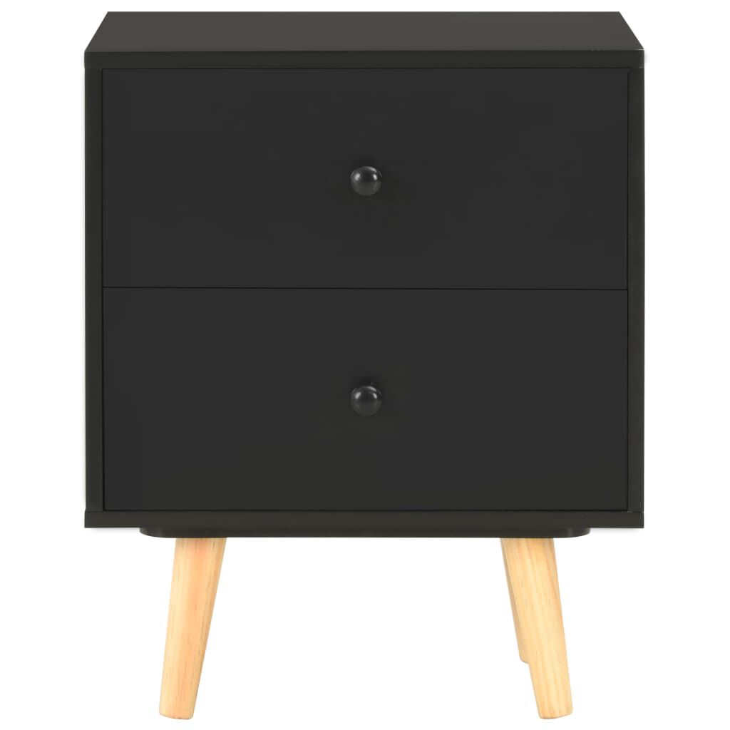 vidaXL Κομοδίνα 2 τεμ. Μαύρα 40 x 30 x 50 εκ. από Μασίφ Ξύλο Πεύκου