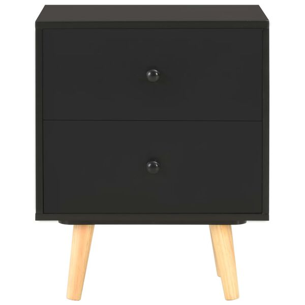 vidaXL Κομοδίνα 2 τεμ. Μαύρα 40 x 30 x 50 εκ. από Μασίφ Ξύλο Πεύκου