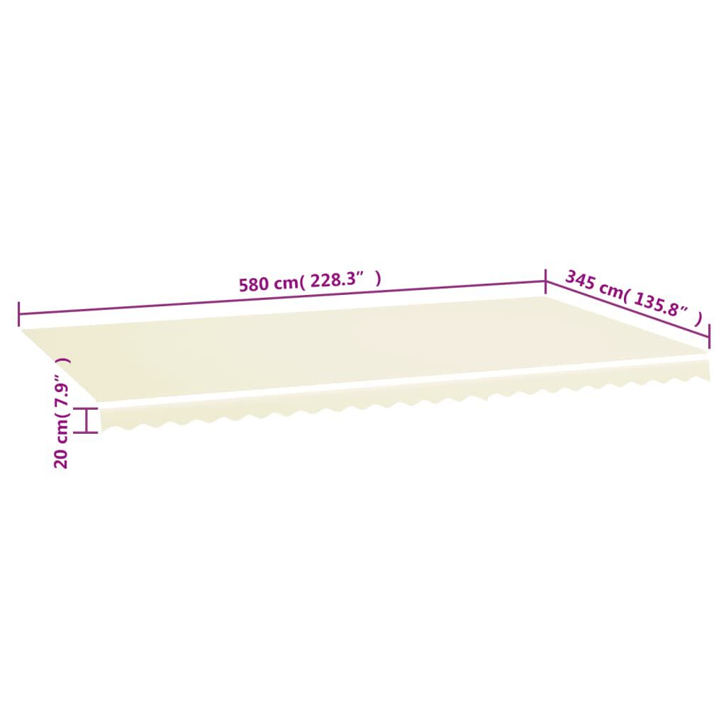 vidaXL Τεντόπανο Ανταλλακτικό Κρεμ 6 x 3,5 μ.