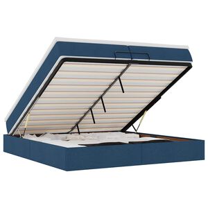 vidaXL Οθωμανικό κρεβάτι με στρώματα μπλε 200x200cm ύφασμα