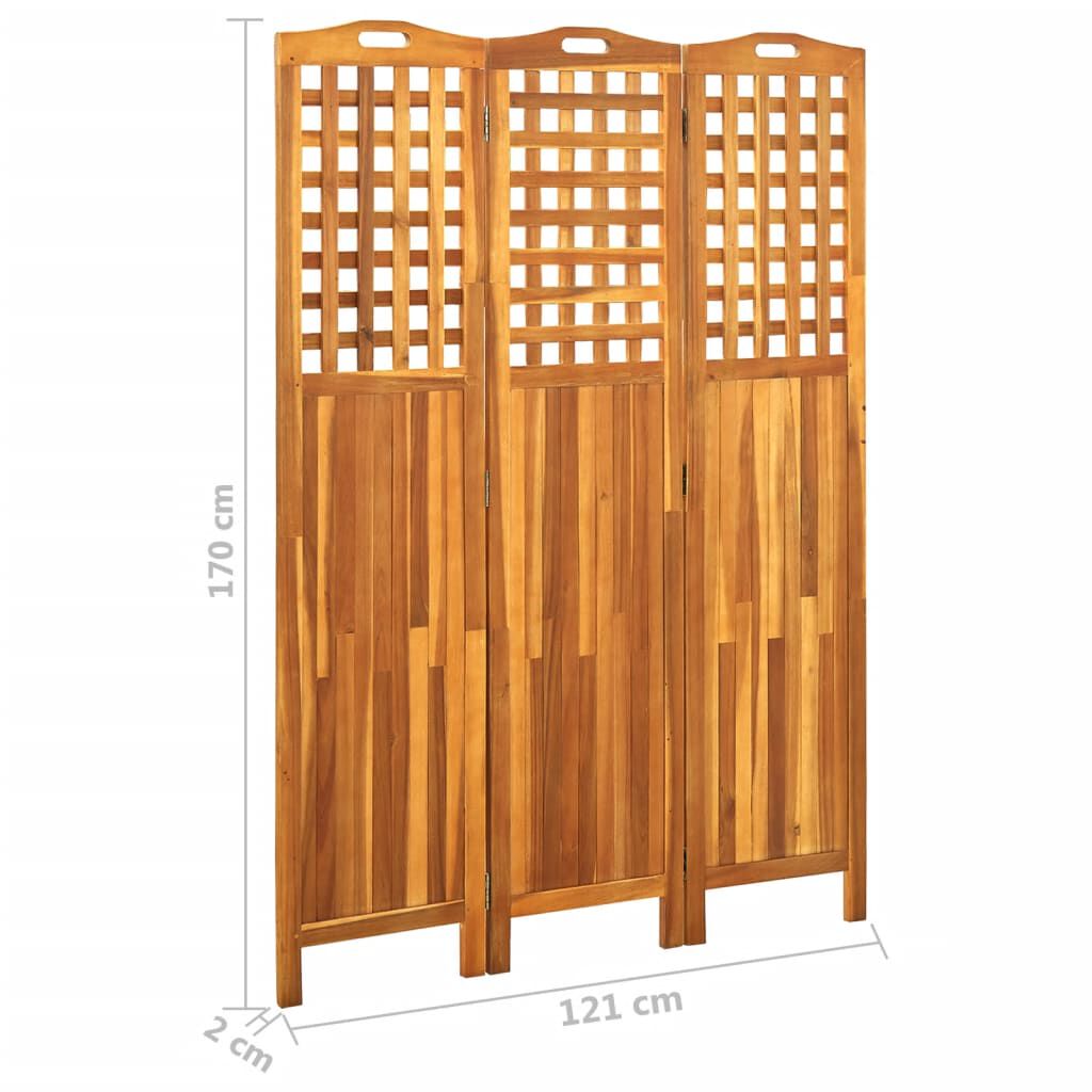 vidaXL Διαχωριστικό Δωματίου 3 Πάνελ 121x2x170 εκ. Μασίφ Ξύλο Ακακίας