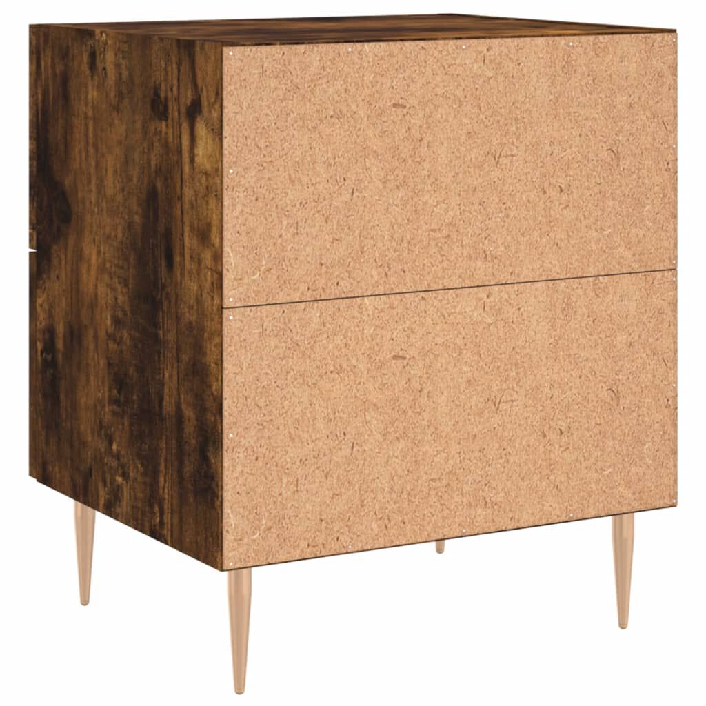 vidaXL Κομοδίνα 2 τεμ. Καπνιστή Δρυς 40 x 35 x 47,5 εκ. Επεξεργ. Ξύλο
